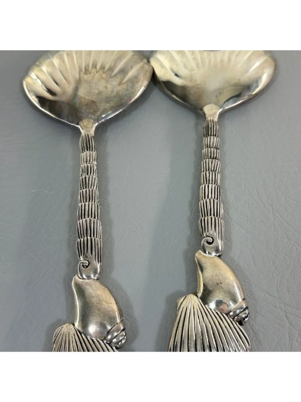 Vintage Godinger Silver Seahorse Shell Salad Serving Set Fork Spoon 11